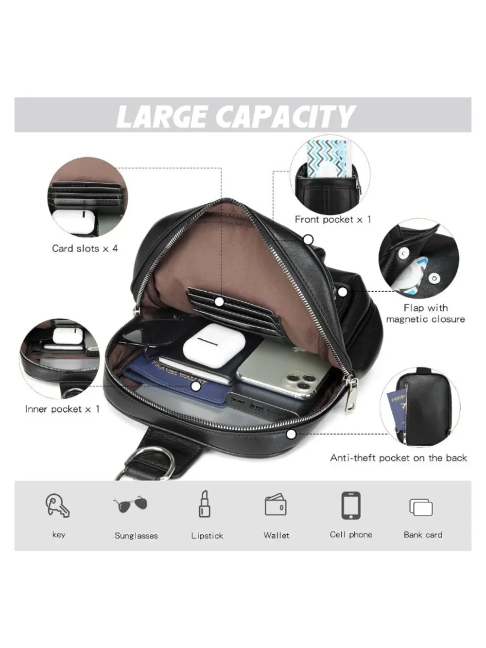 Mini Diaper Bag Crossbody Faux Leather Wipes Pocket Small Purse